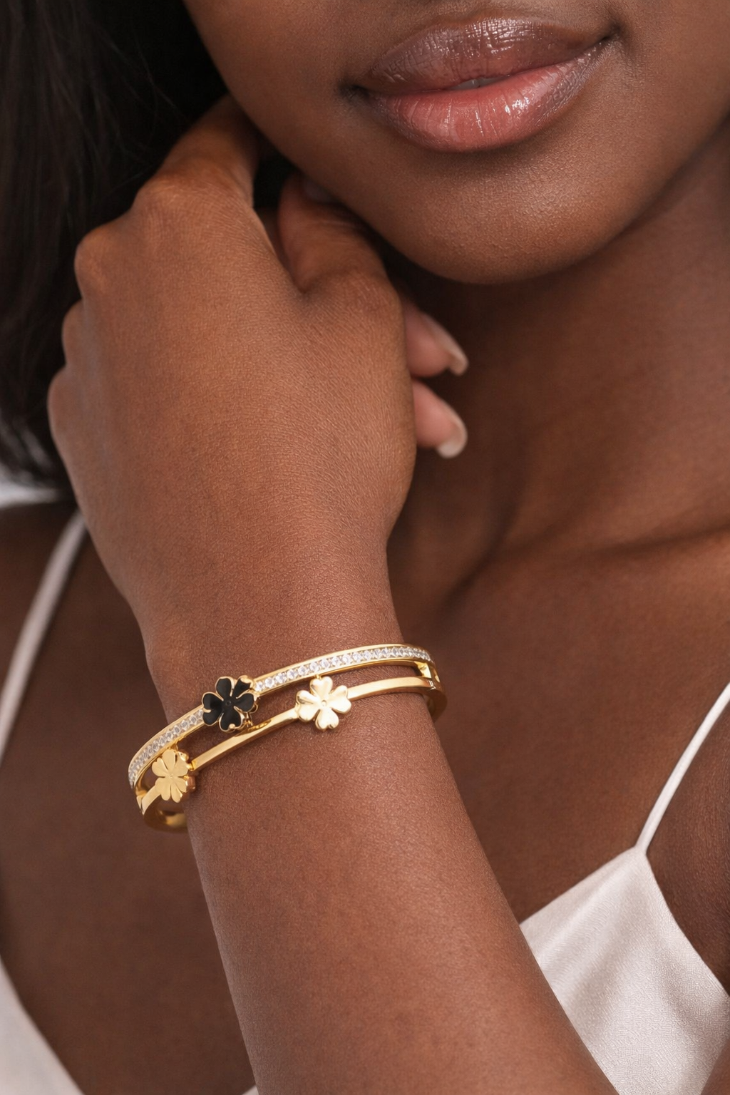 Golden Luxe Clover Stack Bracelet